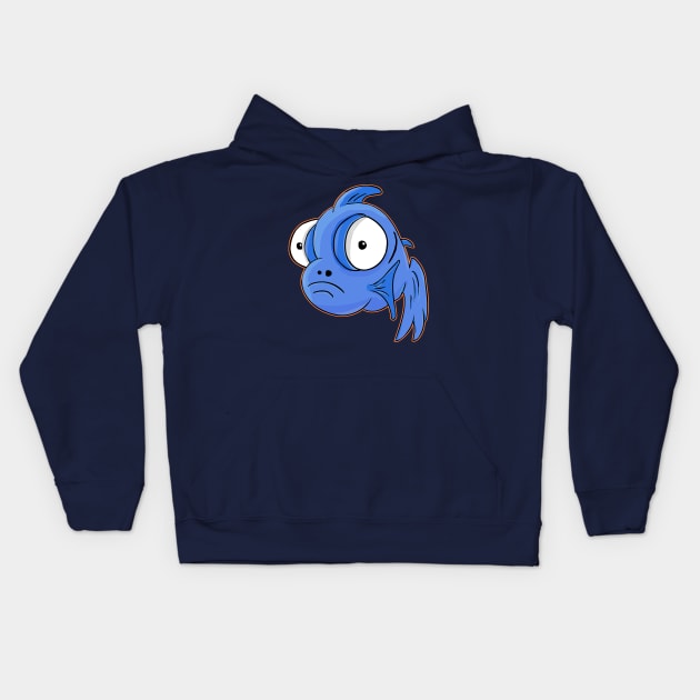 Frightened fish fish color Kids Hoodie by Lebihanto